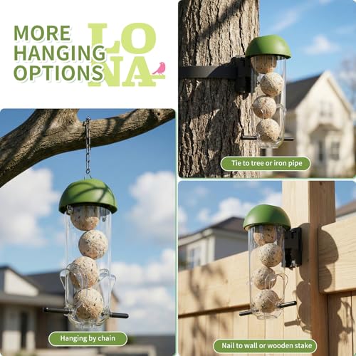 LONA Suet Ball Bird Feeder Outdoor Hanging Fat Ball Feeders with Versatile Mount Durable Weatherproof Washable Transparent Tube Wire Steel Metal Feeder for Wild Birds - style: Style1-Normal Tube
