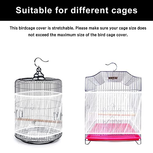 Soft Airy Bird Cage Net Cover, Bird Cage Seed Catcher, Skirt Guard Gauze Birdcage Mesh Netting for Round Square Cages, Reuseable (White, L) - color: White, L