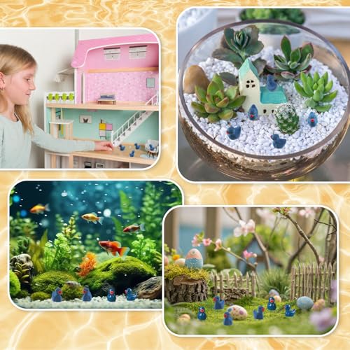 100 Pcs Mini Resin Ducks Tiny Ducks Miniature Duckies Bulk Figures for Garden Micro Landscape Home Prank Game Micro Landscape Aquarium Dollhouse Ornament DIY Handmade School (Dark Blue) - color: Dark Blue