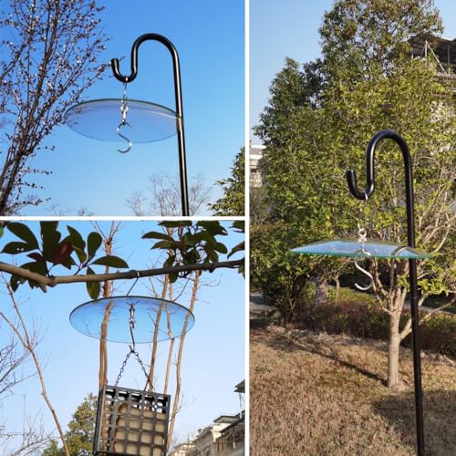 10" Small Glass Rain Cover for Bird Feeder, Clear Weather Guard Dome Shield | Stainless Hooks & Shatterproof Squirrel Baffle Protective for Hook Hanging Outdoors, Wild Bird House Protector, Dia. 20cm - color: Clear, size: 1PC/Pack