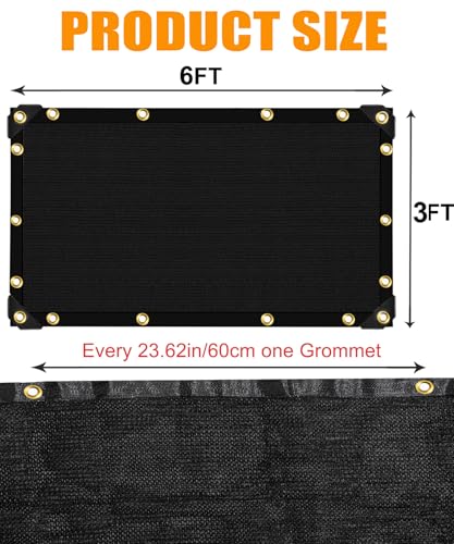 90%-95% Black Sun Shade Cloth 3FT x 6FT, Heavy Duty Outdoor Shade Netting | UV Resistant Breathable Fabric with Reinforced Grommets for Patio Garden Greenhouse Pergola Chicken Coop & Kennel - size: 3 FT X 6 FT, style: 90% Shade