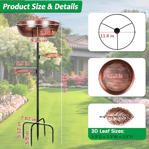 2 Pack Metal Outdoor Bird Bath, Removable Bowl for Garden Bronze & Green | Freestanding Birdbath & Birdfeeder with Heavy-Duty Base, Bird Bowl for Lawn Patio Yard Bird Feeding Decor, Easy to Install - color: Bronze&Green