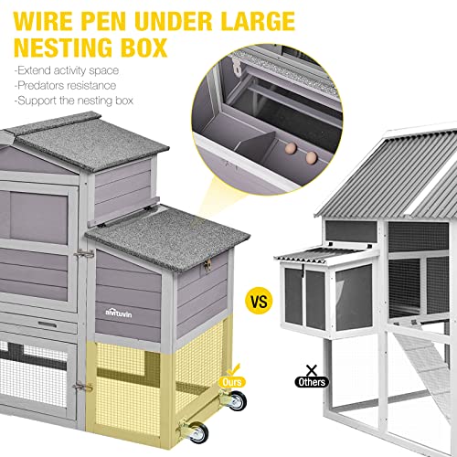 Aivituvin Chicken Coop Large Hen House with Wheels and Nesting Box for 2-4 Chickens 80.6" L