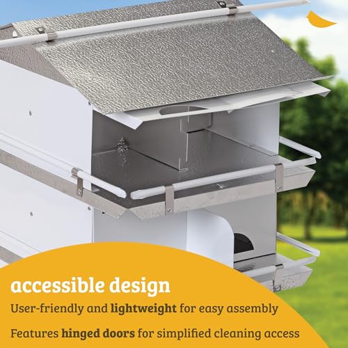 Birds Choice Premium Aluminum Purple Martin House – 8 Room, 2 Floor Birdhouse with Starling Resistant Entrance Holes, Ventilated Roof & Easy Cleaning, Unassembled | Starling Resistant Entrance Holes, Ventilated Roof, Easy Access for Cleaning, Ships Unasse