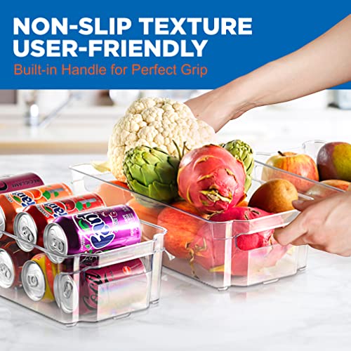 NutriChef Set of 8 Refrigerator Bins-4 Wide and 4 Narrow Stackable Fridge Organizers for Freezer, Kitchen, Countertops, Cabinets-Designed with Practical Carry Handles and Interior, 8 containers, Clear - style: 8-Piece