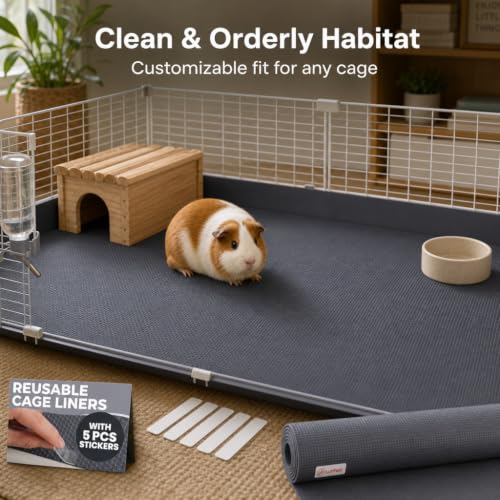 LUFTPETS Waterproof Guinea Pig Cage Liner Roll, 18x79 Cut to Fit Any Cage | Leakproof EVA Base Under Fleece, Litter Boxes or Reptile Tanks. Non-Slip, Reusable, Wipe Clean