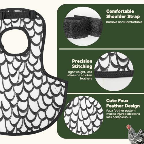 6Pcs Chicken Saddles for Hens, Adjustable Hen Aprons for Back Feather Protection, Waterproof Chicken Vest Jacket for Poultry, Fits Small to Medium Hens (3 Colors)