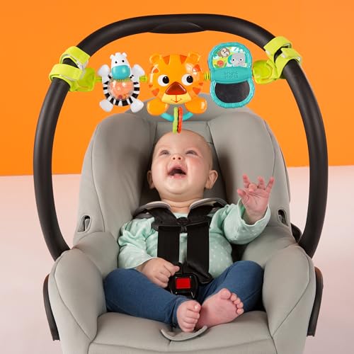 Bright Starts Take Along Musical Carrier Baby Activity Toy Bar, Hanging Car Seat Toy, 4 Fun Melodies, Fine Motor Skill Development Ages Newborn +, Multi-Color - color: Take Along