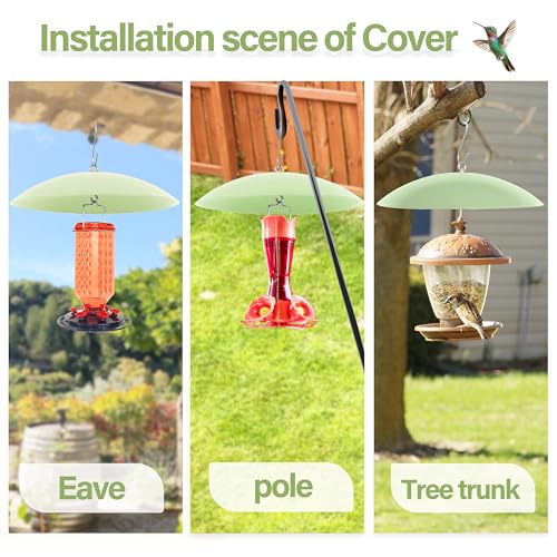 13" Bird Feeder Rain Guard, Hummingbird Feeders Shade Dome Cover, Hanging Baffle for Bird Feeder Pole,Smart Birds Feeder's Umbrella(Light Green), 1 Pack - color: Grass green, size: 13Inch / 1 Pack