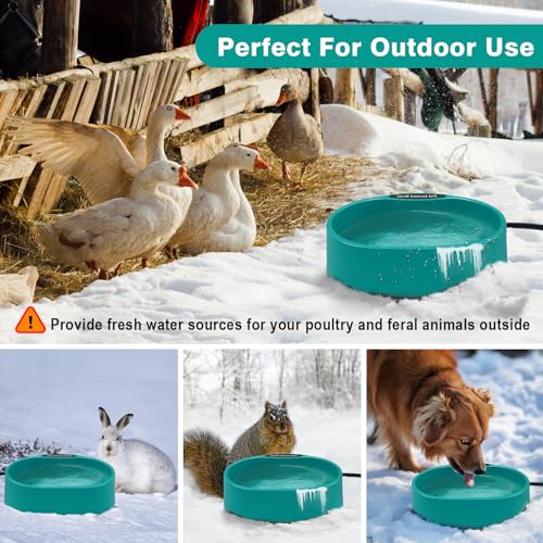 Heated Water Bowl for Chicken，125OZ Water Heater for Hens Goose Duck | Heated Chicken Waterer, Large Capacity Poultry Outdoor Drinker in Winter, Chicken Coop Accessories No More Frozen Food Water