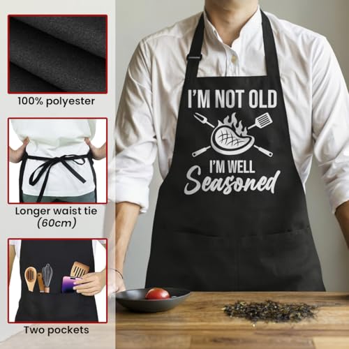 SANDJEST Funny Mens Aprons with Pockets for BBQ Grilling Cooking Grandpa Husband Apron for Birthday Christmas Father's Day - color: Funny 1