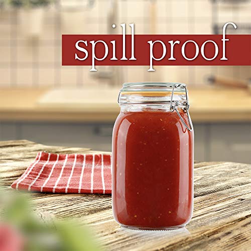 Glass Jar with Airtight Lid 50 oz | Food Storage Jar, Wide Mouth, Leak Proof Kitchen Canister - size: 50 oz