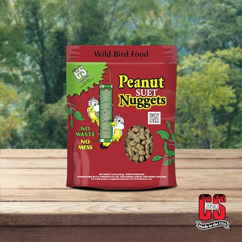 C&S Peanut Suet Nuggets, Outdoor Wild Bird Food for Nuthatches, Woodpeckers and Chickadees, 27 Ounces - size: 1.69 Pound (Pack of 1)