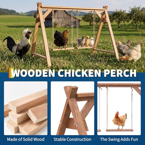 Garvee Chicken Roosting Bars for Coop Accessories, Chicken Perches with Swing for 6-8 Chickens, Wooden Chickens Perch for Pet's Healthy & Happy, Easy to Assemble & Clean