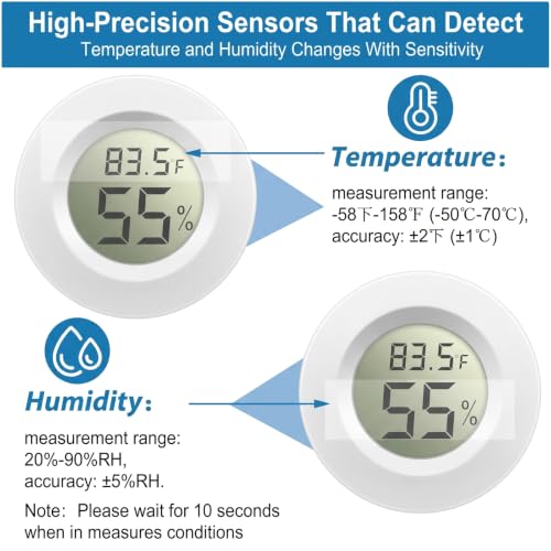 Weewooday 20 Pcs Mini Hygrometer Thermometer Digital LCD Monitor Indoor/Outdoor Room Humidity Meter Temperature Gauge for Greenhouse Garden Reptile Incubator Cellar ℉/℃ (White) - size: White
