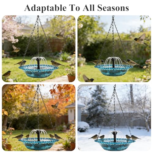 Solar Power Hanging Birds Bath Set, Water Floating Fountain for Bird Bath | Outdoor Hanging Garden Water Fountains Birdbath for Bird Bath,Feeder,Drinking,Patio Lawn and Backyard