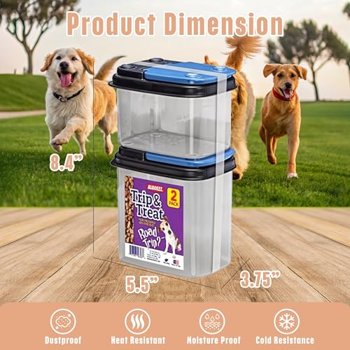 Buddeez Trip and Treat - Pet Food Storage with Flip Lid - Stackable BPA Free Treat Containers - Travel Food Dispenser for Pets - 1QT and 0.6QT