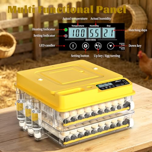 Egg Incubator Incubators for Hatching Eggs 128 Chicken Egg Incubator with Automatic Egg Turning and Humidity Display, Temperature Control Incubation Day Counter - size: 128 eggs