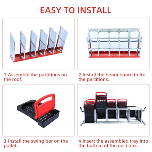 GarveeHome 2-Tier Chicken Nesting Box, 10 Compartment Metal Chicken Laying Boxes with Waterproof Roof ＆ Removable Trays for Hens, Poultry，Easy Egg Collection - color: Red, size: 10 holes with legs