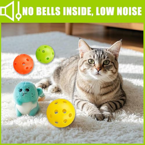 24Pcs Cat Ball Toy, Low Noise No Bells Holey Plastic Cat Balls, Funny Interactive Cats Toys for Indoor Cats, Firm Toy Balls for Kitten Puppy Ferret Bird (1.65") - color: 24pcs-mixed