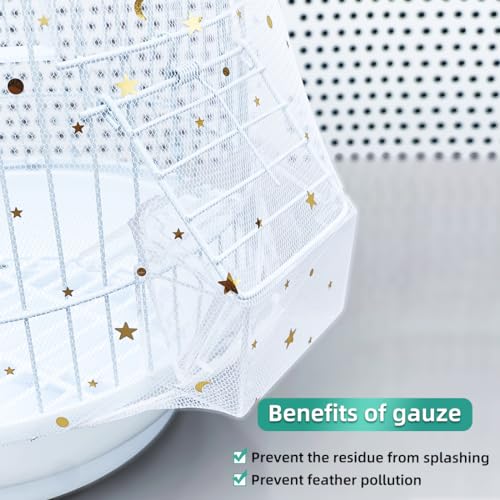 Bird Cage Seed Catcher, Seed Catcher Guard Net Cover, Parrot Nylon Mesh Net Cover, Universal Soft Airy Cage Net Stretchy Skirt for Round Square Cages (Star-White, 15.7" x87") - color: Star-white, size: 15.7" x87"