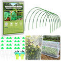 Tetutor Garden Mesh Netting Kit,7 Sets Wide Garden Hoops with 10x30 ft Garden Covers Bird Netting& 12 Clips, Garden Protection for Raised Beds Greenhouse Vegetable Plants Flowers Green - color: Green+white