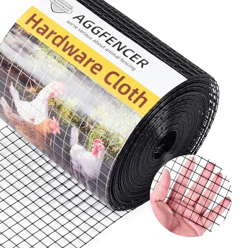 8in x 50ft Black Hardware Cloth 1/2 inch 19Ga PVC Coated Mesh | Vinyl Coated Fence, Welded Metal Chicken Wire Fencing Roll, Garden Plant Fencing, for Chicken Coop and Home Improvement - size: 1/2 inch 8in x 50ft