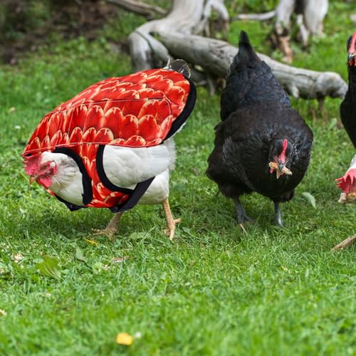 Chicken Saddles for Hens, Chicken Apron Back Protector Hen Mating Saddle Back Cover with Adjustable Shoulder Straps for Hens Pecking & Mating Protection (Red)