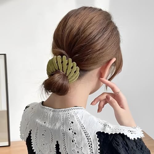 Bird Nest Magic Hair Clip, 7PCS Lazy Plate Hairpin,Velvet Expandable Bun Fixed Hair Claw Vintage Retractable Ponytail Holder Hairpin Buckles for Women and Girls