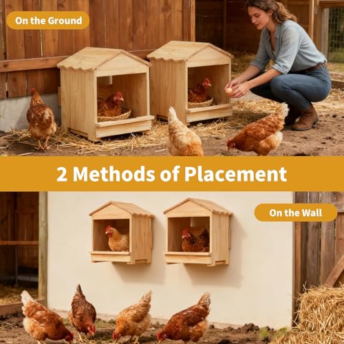Wooden Chicken Nesting Box 3 Portable Chicken Coop with Detachable Ramp, Indoor/Outdoor Hen House for Egg Laying - Can be Wall-Mounted or Ground Use, Easy Clean Poultry Supplies for Backyard Farm - size: 3 Pack | 12.6"L x 11.8"W x 15.0"H