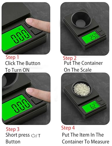 Digital Pocket Scale 1000g x 0.01g Weigh Gram Scale, Mini Scale, Digital Grams Scale, Food Scale, Jewelry Scale, Kitchen Scale with Backlit LCD, 7 Units Tare, Battery Included, Black