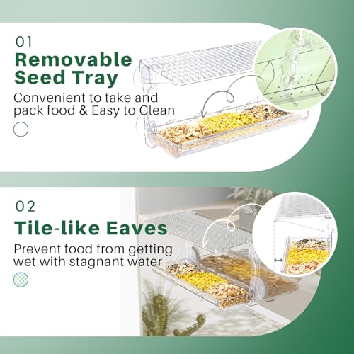 SUNALLY Window Bird Feeder Outdoors, Clear Bird Feeders for Wild Watching | Transparent Feeders with Strong Suction Cups, Outside Hummingbird, Bird Watching for Garden, Yard, Elderly Kids, Cats Viewing - style: Style 1
