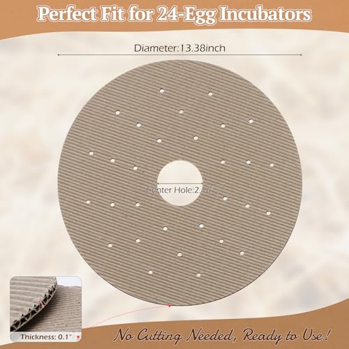 12 Pack Upgraded Corrugation Hatching Mat with Ventilation Holes, Textured Disposable and Absorbent Hatch Floor Covering, for Stable Chick Footing and Humidity Balance in 24-Egg Incubators