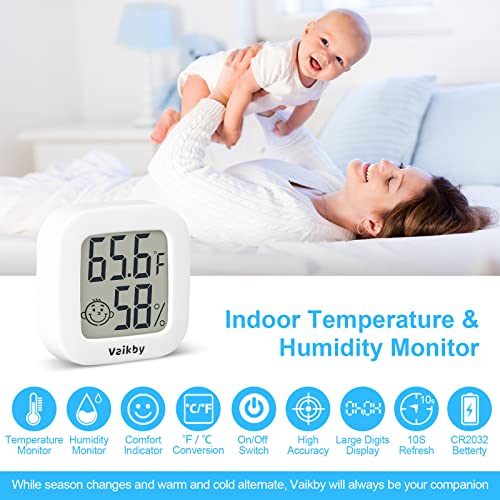 Vaikby Indoor Thermometer 4Pack, Humidity Gauge Meter Digital Hygrometer Room Thermometer for Home, Hight Accurate Temperature and Humidity Monitor, Large LCD Display Fahrenheit or Celsius - size: ℉/℃
