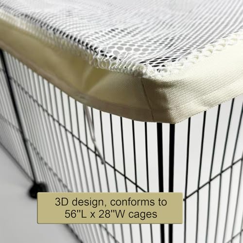 Cage Cover, Ventilated Mesh Top for C&C Midwest Guinea Pig Cage, Breathable & Escape-Proof Small Animal Enclosure Lid with Secure Clips for Rabbits（Not Include cage） (56inx28in Cage Cover) - color: 56inx28in Cage Cover