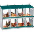 Chicken Nesting Box, 8 Compartment Metal Nesting Box | Wall Mountable Nesting Boxes for Chicken, 42.5" L x 13.0" W x 25.0" H, Green