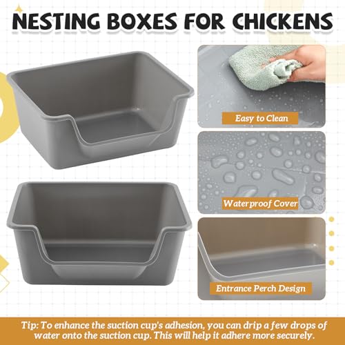 Reallnaive 6 Pcs Washable Chicken Nesting Box, Floor Durable Chicken Coop Accessories Easy Clean Plastic Square for Hens Ducks and Poultry for Egg Collection Backyard
