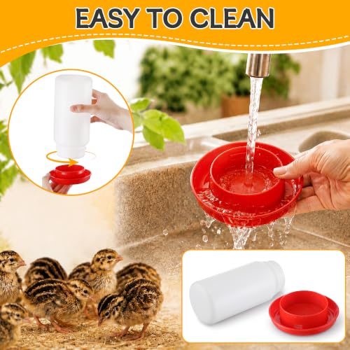 Enhon 4 PCS 1 Sizes Quail Waterer Base, Quail & Chick No Drown Water Base, Safety Waterer, Compatible with 2.5inch Threaded Neck Bottle for Brooding Chicks(Bottle not Included) - size: 1 Sizes
