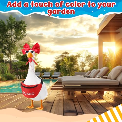 Bikini Porch Goose Outfits with Sunglasses and Swimming Tube for 23" Summer Goose Costume Garden Patio Statue Decor(Coach) - style: Coach