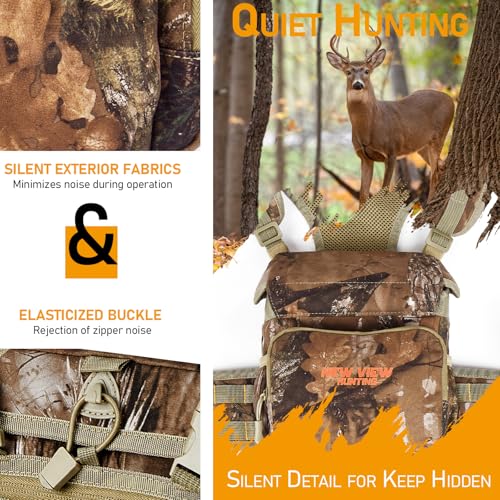 NEW VIEW Silent Binocular Harness Chest Pack, Hunting Bino Case with Dual MOLLE Straps, Binocular Harness with Detachable Chest Strap Rangefinder Pouch Rain Cover for Saddle Hunting Bird Watching - style: Removable