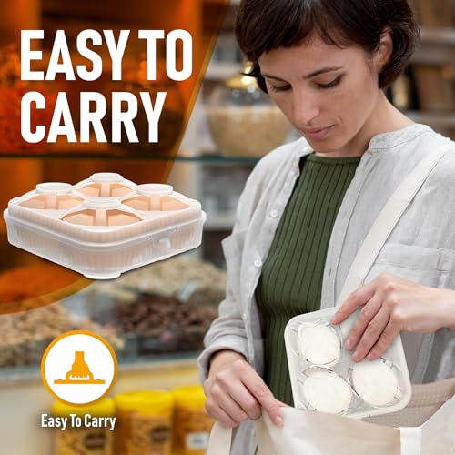 ZPU Egg Holder Camping, 1Pcs 4 Grid Egg Container, Plastic Egg Carrier for Camping Picnic Travel Outdoor Refrigerator Kitchen, Clear White - color: White-1pcs