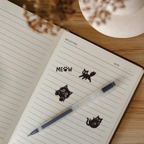 AHANDMAKER 5 Styles Cartoon Cat Patterns Wooden Rubber Stamps, Cute Cat and Claw Round Handle Stamps Mini Decorative Wooden Stamp for Scrapbooking Card Making Letter Diary Decoration(No Ink Include) - style: Cat