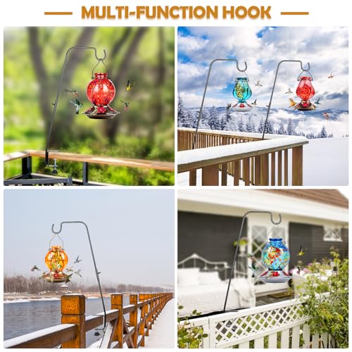 Deck Hook, 28 Inch Bird Feeder Hanger for Hummingbird Feeders, Black | Heavy Duty, Weather-Proof Metal Hanger for Planters, Lanterns, Wind Chimes, Holiday Decorations, Gifts for Women Men Mom Dad - size: 28inch
