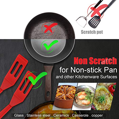 Mini Brownie Serving Spatula Flexible Nonstick Silicone Serve Turner Heat-Resistant Cookie Slotted Spatula for Flip Egg in Small Frying Pan Cookie Batter Lemon Squares(Red,2 Pieces) - color: Red
