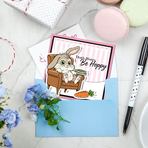 GLOBLELAND Easter Cartoon Rabbits Clear Stamps and Cutting Dies Set for Card Making Funny Bunny Silicone Transparent Stamp Easter Die Cuts for DIY Scrapbooking Embossing Photo Album - style: Cartoon Rabbits