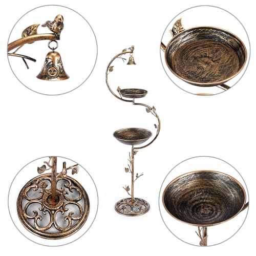 HOUYANG 44" H Cast Iron Bird Baths for Outdoors with Metal Bird Feeder,Vintage Metal Bird Bath Bowl Garden Lawn Yard Decorations - color: Birdbaths-B