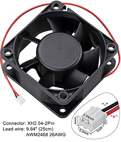 GDSTIME 60mm x 60mm x 25mm 2Pin DC 24V Brushless Cooling Computer Case Fan | 4500 RPM, 6025, 60x60x25mm, Replacement Fan for Refrigerator, Wire Welder, Inverter - size: 60x25mm