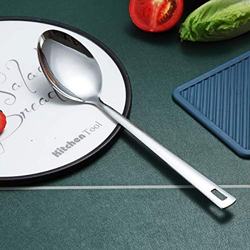 Cooking Spoon, Berglander Stainless Steel Solid Serving, Basting Spoon For Cooking, Kitchen Non-Stick And Heat Resistant, Dishwasher Safe, Easy to Clean - size: C. Solid Spoon