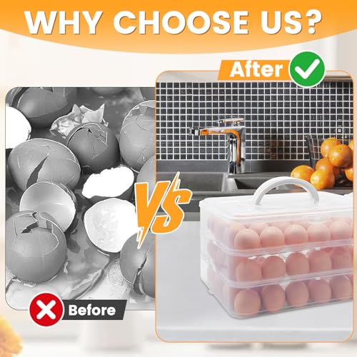 3 Layer Deviled Egg Containers with Lid,Portable Deviled Egg with Handle,Egg Carrier Holder Tray with 72 Holes for Thanksgiving Day,Party Favor Home Kitchen Refrigerator Supplies - style: 3-layer 72egg
