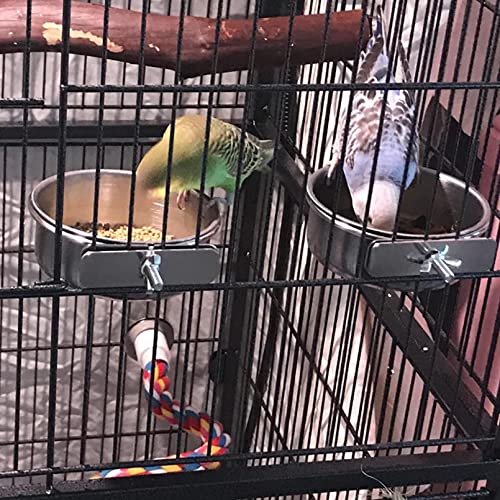 kathson Stainless Steel Bowls for Birds,4 Pcs Parrot Feeder Dish Cups,Bird Cage Water Food Bowl Coop Cup with Clamp Holder for Parrots Cockatiel Budgies Parakeet Lovebird(M) - size: 【M:4.7x2.2 Inches】